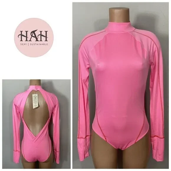 New. Hot as hell for Free People pink rash guard. Large. Retails $240